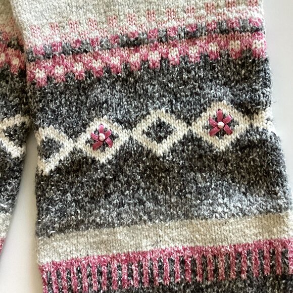 Women's Long Warm Knit Neck Scarf Gray Pink Thick Winter Accessories - Picture 4 of 4